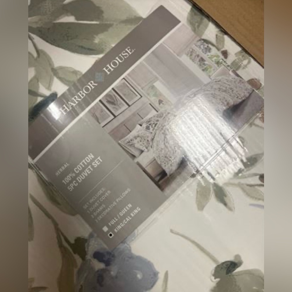 Harbor House Blue Herbal 5 Piece Cotton Sateen Print Duvet Set King NEW - Picture 9 of 9
